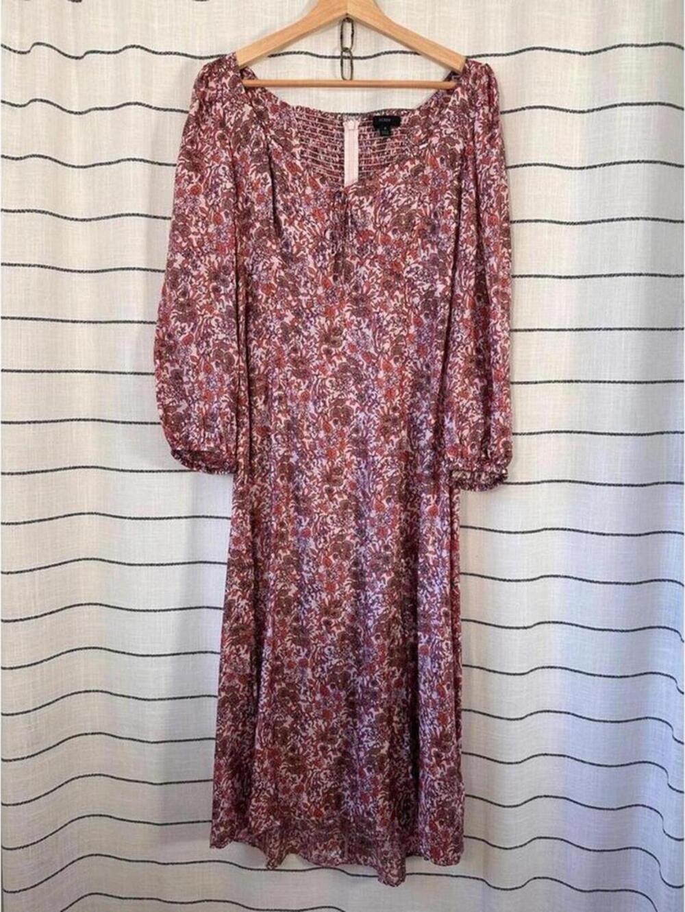 J.Crew Sweetheart A-line Midi Dress in Fete Floral Size 8 feminine bohemian - Picture 3 of 8